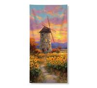 Girasole Winnowing Door Cover Banner Decorativo, Tramonto Colorato Stile Fattoria Outdoor Indoor Decor Primavera Estate Festival Forniture Vacanze 91x182 Pollici