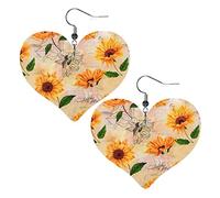 Girasoli ad vintage1 Orecchini in pelle a forma di cuore Orecchini pendenti semplici da donna per lei