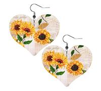 Girasoli ad vintage2 Orecchini in pelle a forma di cuore Orecchini pendenti semplici da donna per lei