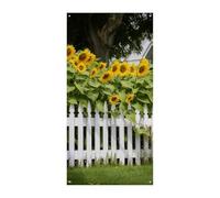Girasoli bianco picchetto recinzione copertura porta banner 90x180cm festa banner stagionale segno di benvenuto decorazione verticale porta appeso per portico ingresso giardino decorazione
