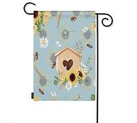 Girasoli Birdhouse Welcome Garden Flag, Cartoon Yellow Birds Bloom Floral Nature Farmhouse Garden Flags 12x18 Inch Yard Flag Banner Portico Bandiere per Patio Prato Villa Park Outdoor