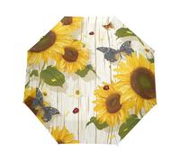 Girasoli Cartoon Farfalla Insetto Ombrello Pieghevole Automatico Ombrelli Antivento Protezione UV da Viaggio per Bambini Ragazzi Ragazze
