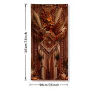 Girasoli Coperture decorative, bohemien rustico piume zucche autunno arancione con corda appeso porta banner decorazione per la casa per ingresso portico interno esterno 91 x 182 cm
