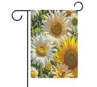 Girasoli Daisy Rose Fiori Bandiera Giardino Casa Prato Cartello di Benvenuto Banner Doppio Lato Piccole Bandiere Personalizzate per Piscina Cortile Esterno Decorazione Della Parete Della Casa 31 x 47