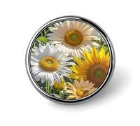 Girasoli Daisy Rose Fiori Distintivo Rotondo Personalizzato Metallo Spilla Distintivi Fit Abbigliamento Borse Cappello Umoristico Stampato Spilla Distintivo Decorazioni per Feste Accessori per Uomini