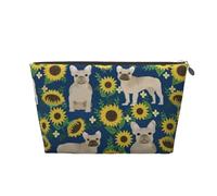 Girasoli del bulldog francese, Borsa da toilette Borsa per trucco Borsa per cosmetici Borsa da toilette da viaggio portatile