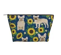 Girasoli del bulldog francese, Borsa da toilette Borsa per trucco Borsa per cosmetici Borsa da toilette da viaggio portatile