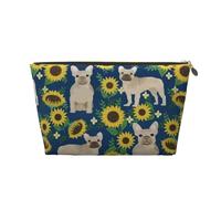 Girasoli del bulldog francese, Borsa per il trucco Borsa per cosmetici Borsa da toilette da viaggio portatile Borsa da toilette