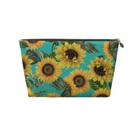 Girasoli D'epoca Su Verde Acqua, Borsa da toilette Borsa per trucco Borsa per cosmetici Borsa da toilette da viaggio portatile