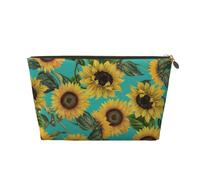 Girasoli D'epoca Su Verde Acqua, Borsa per il trucco Borsa per cosmetici Borsa da toilette da viaggio portatile Borsa da toilette