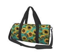 Girasoli D'epoca Su Verde Acqua, Borsone da viaggio di grande capacità Borsa rotonda Borsa da viaggio sportiva Borsa da viaggio Borsa da fitness