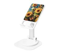 Girasoli e farfalle Supporto per telefono cellulare con angolo regolabile in altezza girevole a 360 ° Supporto per telefono da tavolo portatile pieghevole accessori da ufficio compatibile con tutti i