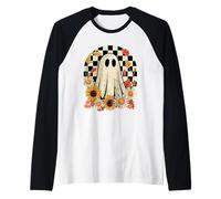 Girasoli Fantasma retrò - Cute Floral Halloween Fall Vibes Maglia con Maniche Raglan