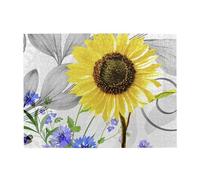 Girasoli gialli acquerellati e fiori blu, puzzle da 500 pezzi per adulti - puzzle in legno per adulti e anziani