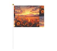 Girasoli gialli al tramonto, bandiera a mano stampata su entrambi i lati, 14 x 20,8 cm, adatta per attività di squadra di tifo