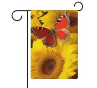 Girasoli gialli con farfalla rossa bandiere da giardino 30,5 x 45,7 cm bandiera esterna su entrambi i lati bandiera estiva da cortile floreale bandiere da giardino di benvenuto stagionali decorazioni