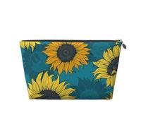Girasoli Gialli Su Sfondo Blu, Borsa da toilette Borsa per trucco Borsa per cosmetici Borsa da toilette da viaggio portatile