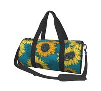 Girasoli Gialli Su Sfondo Blu, Borsone da viaggio di grande capacità Borsa rotonda Borsa da viaggio sportiva Borsa da viaggio Borsa da fitness