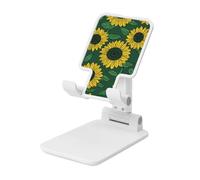Girasoli gialli su un semplice supporto pieghevole per telefono cellulare ad angolo regolabile in altezza da tavolo portatile culla per cellulare compatibile con tutti gli smartphone bianco