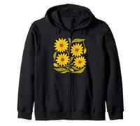 Girasoli Gialli Vintage Flower Lover Illustrazione Floreale Felpa con Cappuccio