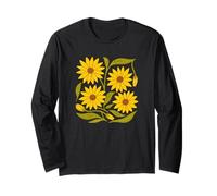Girasoli Gialli Vintage Flower Lover Illustrazione Floreale Maglia a Manica