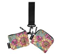 Girasoli Gioielli Brillante Scintillante Donne Organizzatori di Denaro Grande Capacità Portamonete Borsa Portafoglio con Tasca Cerniera per Donna 2 Confezioni estuche para tarjetas de credito