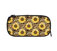 Girasoli Leopardo Ghepardo Modello di pelle di animale Astuccio per matite Astuccio di grande capacità Portapenne Astucci per matite Scatola per organizer Cerniera Borsa per trucco cosmetico