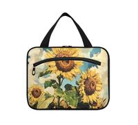 Girasoli Pittura a Olio Giallo appeso borsa da toilette appeso organizzatore da viaggio con gancio, designer borsa da toilette impermeabile appeso per accessori must haves hotel maletín para