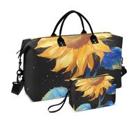 Girasoli Pittura Arte Giallo Decorativo Viaggio Weekender Gear Bag Palestra Sport Carry con Cinghia Regolabile per Yoga Multifunzionale bolso para en Avion