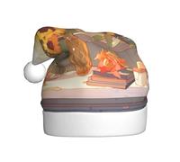 Girasoli sotto il davanzale della finestra Cappello di Natale per adulti. Berretto natalizio festivo con pompon, berretto unisex per feste di Natale.