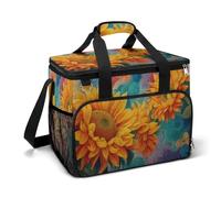 Girasoli vibranti con petali vorticosi borsa termica da campeggio isolata refrigeratori da spiaggia borse portatili a prova di perdite con tracolla