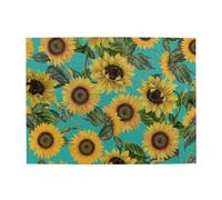 Girasoli vintage su sfondo verde acqua, puzzle da 500 pezzi per adulti - puzzle in legno per adulti e anziani