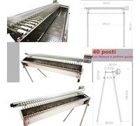 Giraspiedini a carbonella classica, con meccanismo da 40 pezzi per la rotazione automatica di spiedini ed arrosticini 125×25×h100 cm Motore a Batteria in acciaio aisi 430 cromo