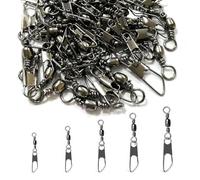 Girelle da pesca trota pesca in acciaio inox con moschettone, 100 Pezzi Anelli Solidi con Moschettone per Connettori Clip Girevoli, Girelle Canna da Pesca, 6 8 10 12 14#