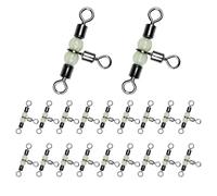 Girelli da a tre vie, girella a barile a tre vie, 20 x Girelli per piattaforma di pesce gatto con perline luminose, Girelli d'acqua e salata a T per gli amanti del pesco