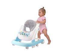 Girello Babywalker 2in 1, funzione basculante lettino con ruote, musica, parco giochi tavolo da pranzo girello pieghevole, blu