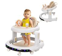 Girello Bambino 3in1,Girello 6 Altezze Regolabili e 2 Livelli Cuscino regolabile,BabyWalker con Luci e Suoni,Ruote Silenziose a 360°,Vassoio per la cena e Vassoio Giocattolo Rimovibile, 6 Mesi+