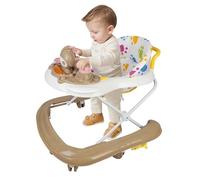 Girello Bambino Primi Passi per Bambini da 6 Mesi a 15 kg, Regolabile in Altezza, girello pieghevole per bambini con vassoio di gioco interattivo con suoni, 62 * 68 * 36-81cm - Cachi