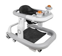 Girello Bebe con set di gioco e tappetino da pavimento, aiuto per camminare robusto pieghevole con 5 posizioni regolabili, ideale come aiuto per camminare per i primi passi del vostro bambino (grigio