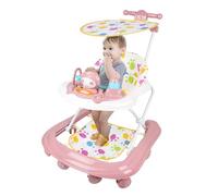 Girello Bebe con set di gioco e tappetino da pavimento, aiuto per camminare robusto pieghevole con 5 posizioni regolabili, ideale come aiuto per camminare per i primi passi del vostro bambino (rosa-62