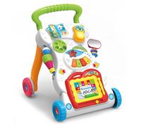 Girello con ruote, velocità regolabile e sistema antiscivolo per camminare in sicurezza, girello per bambini 6-12 mesi con musica, tavola attività e giocattolo rimovibile