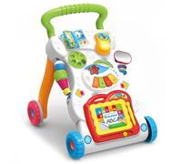 Girello con ruote, velocità regolabile e sistema antiscivolo per camminare in sicurezza, girello per bambini 6-12 mesi con musica, tavola attività e giocattolo rimovibile