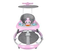 Girello da bambino e ragazza, evolutivo, 5 in 1, girello da passeggio pieghevole, ruote anti-caduta, regolazione a 5 velocità, musica, rosa