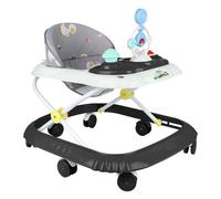 Girello Evolutivo Bébé per Bambino e Bambina 5 in 1, Girello Pieghevole con 4 Altezze Regolabili, Luci, Musica, Piatto di Attività Rimovibile, Portata 12KG, per 6+ Mesi 67 * 72 * 92cm - Nero (B)
