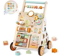 Girello in legno con ruote, centro attività Montessori per bambini, velocità e altezza regolabili, giocattolo educativo per camminare a spinta, regalo per 1+ anni