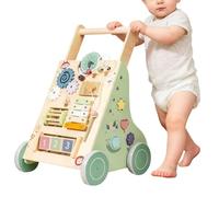 Girello In Legno Maniglia Regolabile Giocattolo Silenzioso | Giocattolo da Spingere per Imparare a Camminare Per Praticare A Camminare Per Bambini E Ragazzi In Ambiente Domestico E