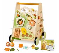 Girello in legno, multicolore, con centro attività 8 in 1, velocità regolabile e ruote antiscivolo per bambini a partire da 1 anno (design gufo)