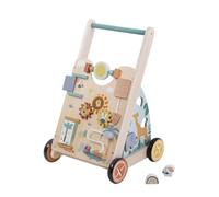 Girello in legno per bambini, a tema safari, per imparare a camminare con attività multi-sensoriali di sviluppo precoce, per ragazzi e ragazze, età 18 mesi +