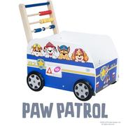 roba Carrello Giocattolo a Spinta Bully Paw Patrol - con Abaco e Ruote - per Imparare a Camminare - Primi Passi - Regalo Compleanno, Natale, Pasqua - Legno Laccato Bianco/Blu