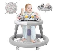 Girello per Bambini 3 in 1,Carrellino Primi Passi,Girello Pieghevole con Vassoio/Centro Giochi,Primi Passi per Bambini 6-18 Mesi,Ruote Silenziose a 360°